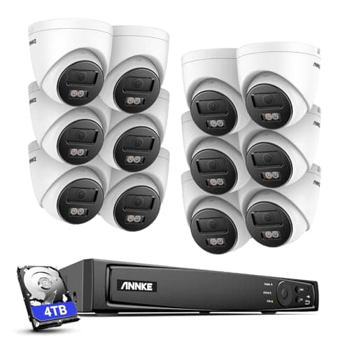 Image of ANNKE 4K PoE Surveillance System, 16 Channel 12MP NVR with 4TB HDD and 12X 8MP Security IP Cameras, Person/Vehicle Detection, Remote Access, Colour Night Vision, CCTV Camera System for 24/7 Recording