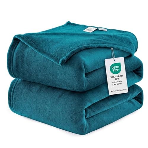 Image of WAVVE Fleece Blanket Queen Size XL Teal 7ft x 8ft - Fluffy Soft Warm Versatile Large Throw Blanket for Bed/Sofa/Couch, 220x240 cm