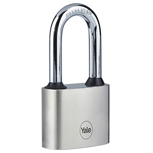 Image of Yale Iron Disc Padlock 40mm - Nickel Plated - Hardened Steel Long Shackle - Extreme Corrosion Resistance for Outdoor use