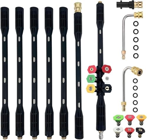 Image of 10 Pcs Pressure Washer Extension Wand with Karcher Adapter Compatible for Karcher K Series K2 K3 K4 K5 K6 K7, 4000PSI Gutter Cleaning Tools Extension Lance, 1/4 Inch Quick Connect, with 6 Nozzle Tips