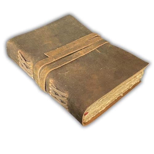 Image of URBAN LEATHER A5 Vintage Brown Medieval Leather Bound Journal Old Medieval Deckle Edge Pages for Men Women, Artist Drawing Sketchbook Travel Gift Diary Writing Notebook, Blank Unlined Paper