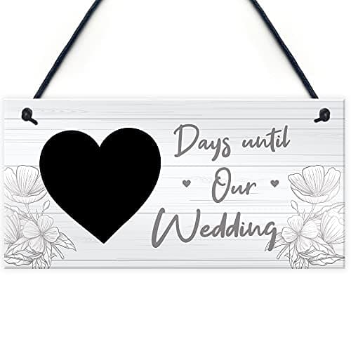 Image of Red Ocean Wedding Countdown Chalkboard Hanging Decor Sign Novelty Engagement Gifts