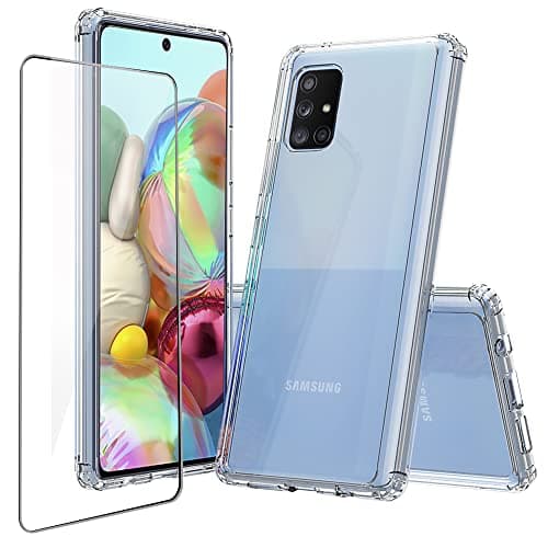 Image of Niopiee for Samsung Galaxy A51 4G Case Crystal Clear Slim Hard Case Hybrid Shockproof Bumper with Tempered Glass Screen Protector Full Body Anti-Yellow Anti-Scratch Phone Protective Cover