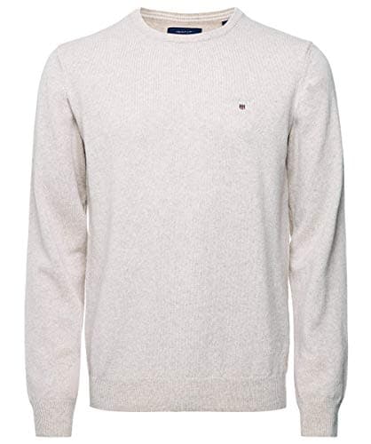 Image of GANT Men's Superfine Lambswool Crew Pullover Sweater, DK. Sand Melange, L