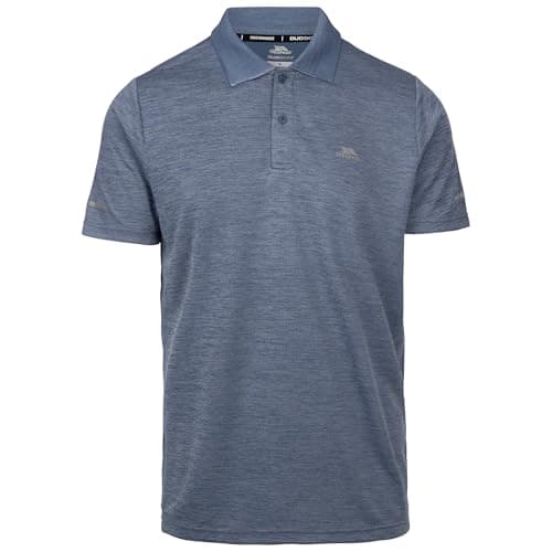 Image of Trespass Men's Polo Shirt McKay - Button Fastening Polo for Men, Men's Activewear Polo T Shirt with Reflective Print on Sleeve, Short Sleeve T Shirt with Collar