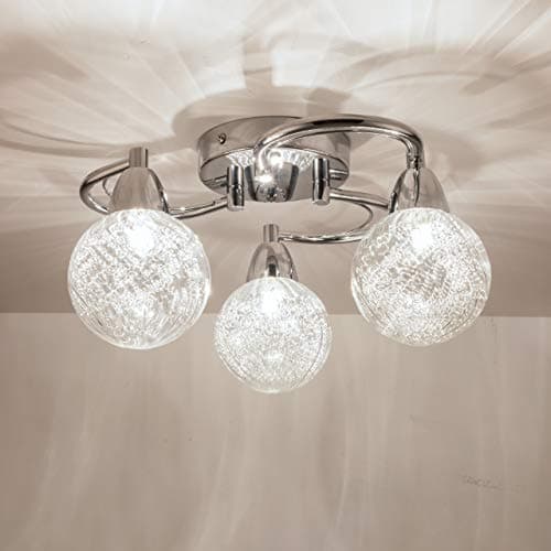 Image of AUROLITE AL1034 BOLLA 3xG9 LED Semi Flush Ceiling Light, Polished Chrome Finish, 12W, Ideal for Living Room, Bedroom, Kitchen, and Hallway, Swirl, Natural White 4000K