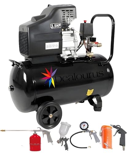 Image of 50L Portable Air Compressor 2.5HP 8Bar 9.6CFM Electric 220V 5 Piece Tool Kit | Spray Guns, Tyre Inflator, Hose & Blow Gun | Workshop & Pneumatic Tool Kit Heavy Duty 1 Year Warranty Automotive