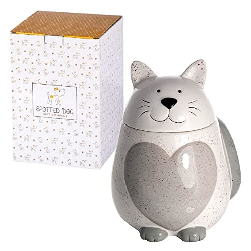 Image of SPOTTED DOG GIFT COMPANY Biscuit Barrel Ceramic Cookie Jar with Lid | Large Novelty Cat Treat Jar & Biscuit Storage | Cute Cats Themed Kitchen Accessories & Decor, Gifts for Cat Lovers Women (White)
