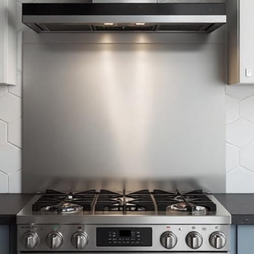 Image of Ooivie Stainless Steel Splashback – Brushed finish - Splashback for Kitchen – cooker splashback – kitchen splashback – multiple sized kitchen splashbacks for walls (Without holes, 600mm x 700mm)