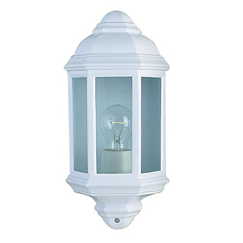 Image of Britalia Bitalia White Outdoor Single Lamp Traditional Flush Lantern Wall Light IP44-1 x E27 ES Large Edison Screw Light Bulb Required (Not Included) | Suitable for Standard or Smart LED Lamps
