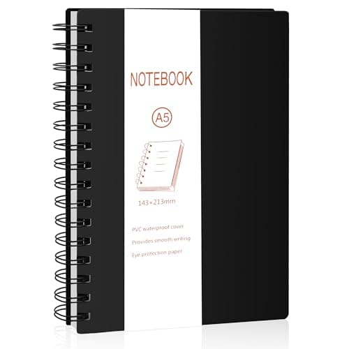 Image of ojussa Notebook A5,Spiral Notepad,Wirebound Spiral Notebooks,PVC Cover 240Pages /120 Sheets,Lined Journal for Office Use School Learning Writing 14.3 * 21.3cm