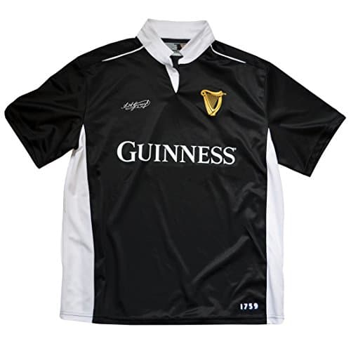 Image of Guinness Official Merchandise Guinness White Performance Short Sleeve Rugby Shirt, L, Black
