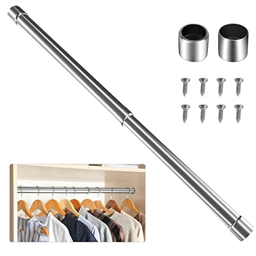 Image of WAENLIR 48cm-80cm Extendable Stainless Steel Wardrobe Rail, Adjustable Clothes Rail Pole With End Sockets.(Scope of application: 50CM-70CM)