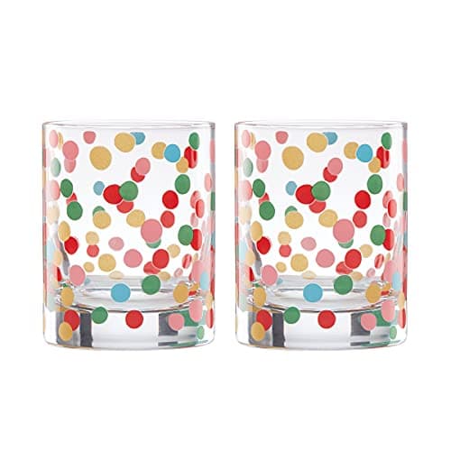 Image of Kate Spade Raining Confetti Double Old Fashioned Glasses, 1.85, Clear