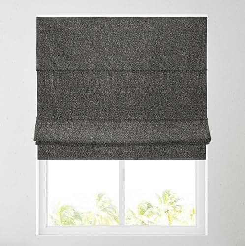 Image of Barnes Blinds - Fully Lined Patterned Roman Blinds for Windows - Durable Fittings Easy Fit - Roman Blind (Animal Print Charcoal 91.5cm)