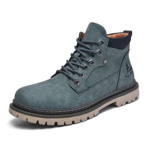Image of Generisch Ankle Boots Women's Men's Shoe Trend Work Boots British Style High Top Shoes Men's Ankle Boots, Green, 6 UK
