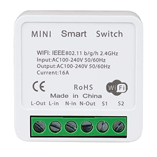 Image of Milfra 16A Mini WiFi Smart Light Switch DIY Module, Controlled by Smart Life/Tuya App, Compatible with Alexa Echo and Google Home, Support 1 Way or 2 Way (1 Pack)