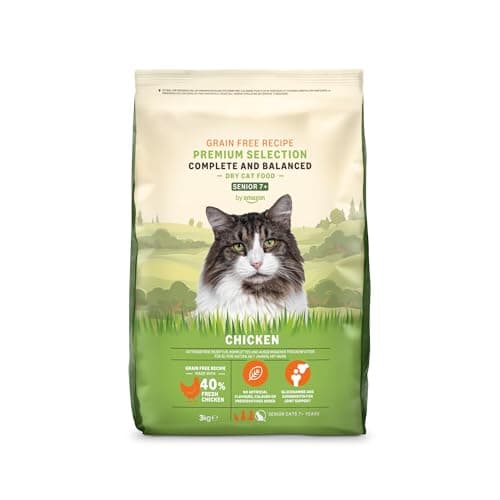 Image of by Amazon Cat Food for Older Cats (Senior), Finely Prepared Dry Food with Fresh Chicken, Grain-Free Formula, 3 kg (Pack of 1) (Previously a brand of Lifelong, same product)