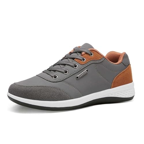 Image of Generisch Men's Shoes Fashion Casual Leather Shoes Outdoor Lace-Up Sneakers, gray, 13.5 UK