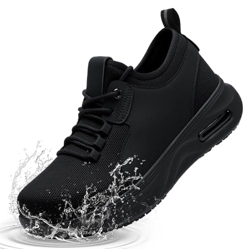 Image of Ulogu Waterproof Safety Shoes Men Women Steel Toe Cap Work Shoes Lightweight Non Slip Safety Trainers -Black 10UK