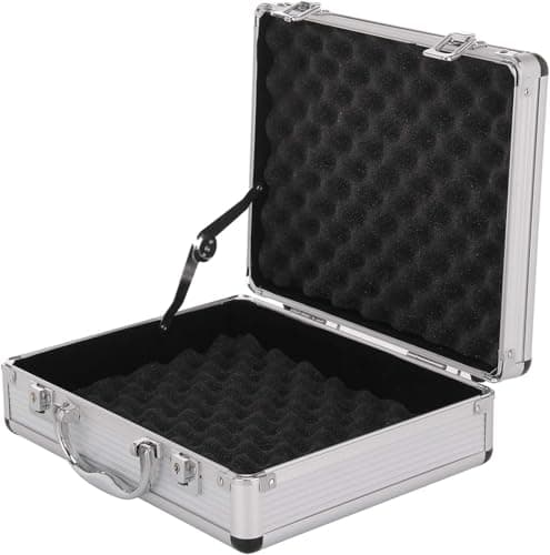 Image of FERNVALE Silver Aluminum Flight Case with Foam Insert – 280x230x90mm, Portable & Lockable Protective Storage Box for Instruments, Valuables, Tools – Waterproof & Dustproof