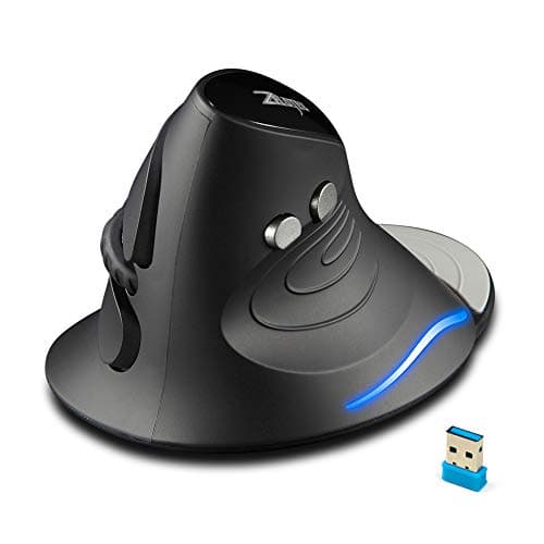 Image of zelotes Vertical Wireless Mouse,2400DPI,Removable Wrist Rest,6 Buttons,Ergonomic Design,LED Illumination,USB Optical Portable Mouse for Laptop,PC,Mac,Black