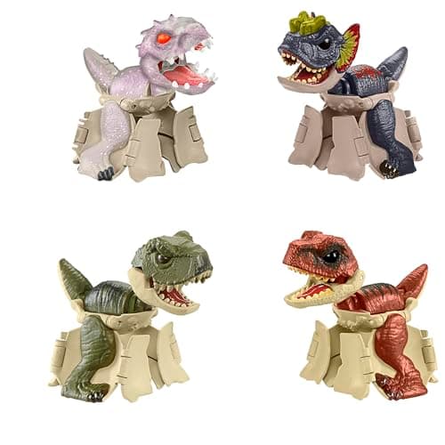 Image of Jurassic World 4-Pack Egg to Dinosaur Transforming Toys, Hidden Hatchers Figures, 8 Step Dino Changing 2 in 1 Toys, HTP69