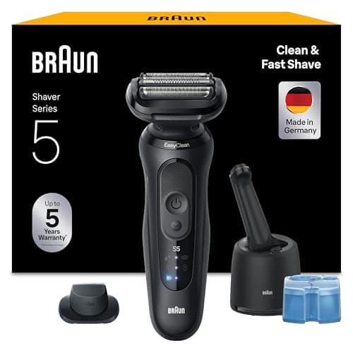 Image of Braun Series 5 Electric Shaver for Men, 52-N7200CC, Black - Wet & Dry Electric Razor, 4in1 SmartCare Center, +1 Attachment, Cordless, 100 Percent Waterproof, Up to 50 min Runtime