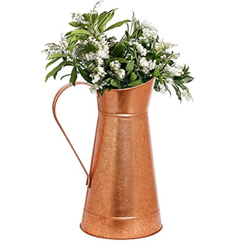 Image of Pitcher Jug Vase Decorative Copper Large Metal Floral Display Vase Anniversary Decor Gift Idea