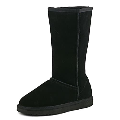 Image of Shenduo Women's Tall Leather Snow Boots Knee-High Winter Classic Boots 5.5UK DA5815 Black 39EU