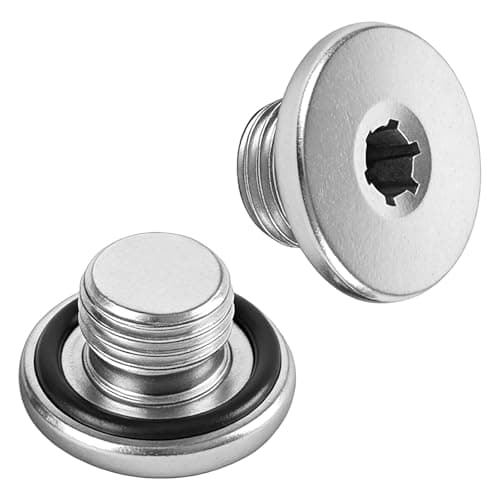 Image of 2Pcs Engine Oil Pan Sump Drain Plug With Seal,Auto Drain Screws Steel for M14 x 0.5 Thread, Alloy Engine Oil Drain Plug with Rubber Gasket for Buick Chevrolet Opel Citroen Hummer 90502556