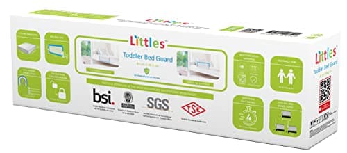 Image of Littles Bed Guard Rail for Toddler, Child & Baby. Fits Single, Double Up to King Size Beds, White, 83 cm x 48.5 cm
