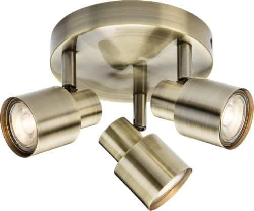 Image of Knightsbridge Triple GU10 Spotlight in Antique Brass