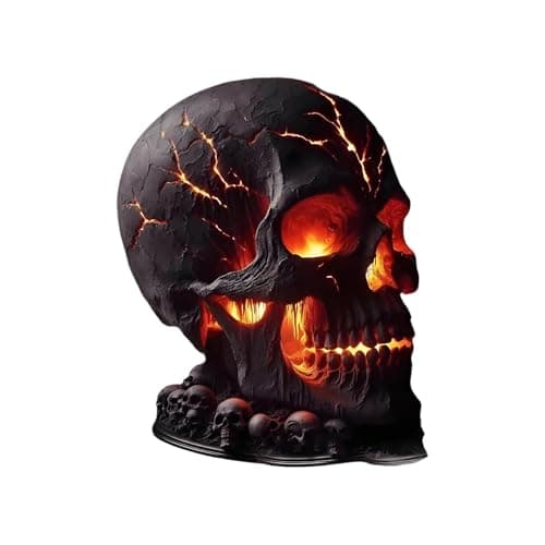 Image of FANGZ La va Stone Skull Lamp, Halloween Gothic Aesthetic Skull Table Lamp Decoration, Spooky LED Skulls Figurine Night Light for Party Decoration