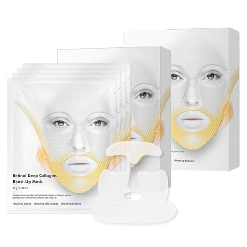 Image of Retinol Deep Collagen Boost Up Mask Set, Deep Collagen Face Tightening and Lifting Mask, Retinol Face Mask for V-Line, Smile Line & Forehead Wrinkles, Reduce Sagging & Dullness (2x4 Set)