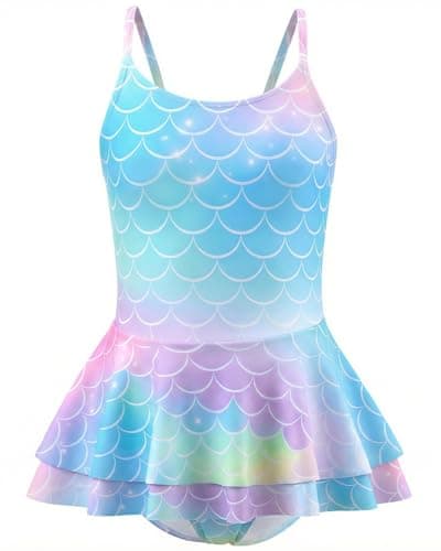 Image of DivingBirds Girls Swimming Costume Swimsuit One Piece Swimming Suit for Girls Adjustable Bathing Suits UV Rashgard Swimwear Summer Beach Pool 5-6 Years
