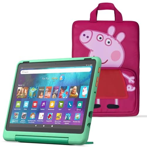 Image of Amazon Fire HD 10 Kids Pro tablet (newest gen)| ages 6–12 | 10.1" brilliant screen, parental controls, 32GB + Peppa Pig Carrying Case for Amazon Kids Tablets