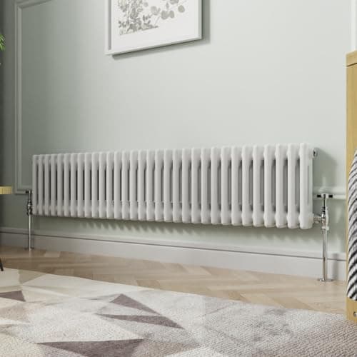 Image of NRG 300 X 1460 mm Gloss White Horizontal Cast Iron Radiator Double Panel