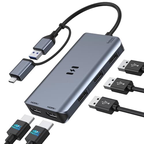 Image of USB 3.0 Docking Station, HDMI Splitter Extended Display Dual HDMI Adapter USBC Laptop Universal USB Docking Station with 2 HDMI Dual Monitor Dock for M1 M2 MacBook Pro/Air, Microsoft, Dell, HP