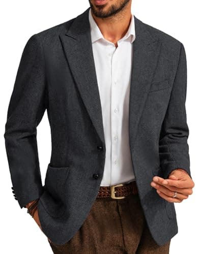 Image of PJ PAUL JONES Men's Jacket, Sporty Regular Fit, Wool Tweed, British Blazer, Modern Suit Jacket for Men, darkgray, XXL