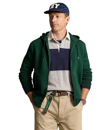 Image of POLO RALPH LAUREN Men's Double-Knit Full-Zip Hoodie, Vintage Pine, L