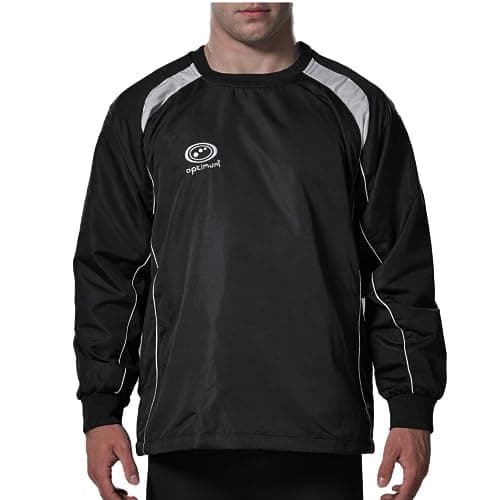 Image of Optimum Unisex Senior Windbreaker Sports Contact Top Stay Cool and Comfortable During Rugby and Football Trainings in All Weather - Black/White, XXL