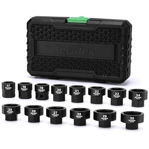 Image of TecoTek 14-Piece 1/2-Inch Drive Metric Low Profile Impact Socket Set, Stubby Socket Set, 17mm - 30mm, No Skips Sizes, 6 Point, Cr-Mo, Shorter Socket for Tight Areas