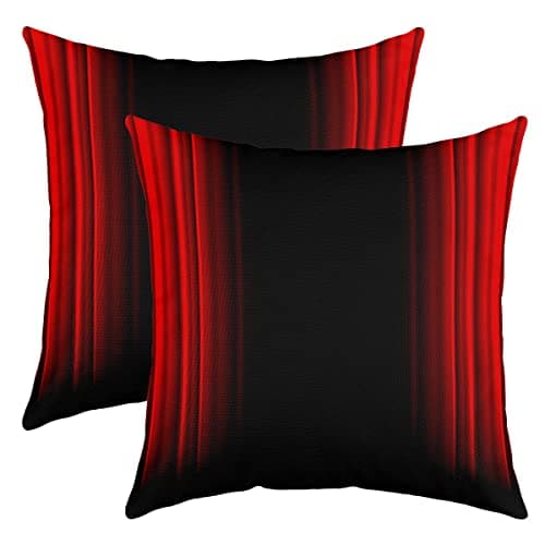 Image of Loussiesd Abstract 2pcs Set Pillow Covers 50x50cm Red and Black Line Printing Cushion Simple Geometric Cushion Cover Abstract Shadow