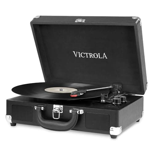 Image of Victrola Journey Portable Record Player – Suitcase 5.0 Bluetooth turntable with 3-Speeds, Built-in Stereo Speakers, 3.5mm Aux-in Jack, Black (VSC-550BT)
