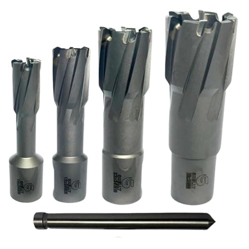 Image of Shelthorpe Steel TCT Annular Cutter with Pilot Pin - Mag Drill Bit, Tungsten Carbide Tipped for Hard Steel (up to 1400N/mm²) Weldon Shank Magnetic Drilling Bits 22mm Diameter, 50mm Cutting Depth