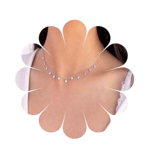 Image of Aneneiceera Vintage Disc Coin Necklace Silver Dangle Choker Round Circle Necklaces Sequin Disc Necklace Chain Jewelry for Women