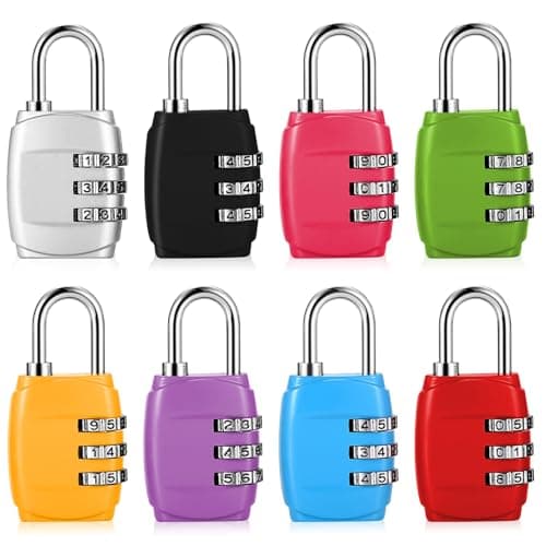 Image of Tenbrachian 8 Pcs Combination Padlocks, Small Padlock for Suitcase Padlocks, 3 Digit Luggage Locks with Codes, Security Travel Combination Locks for Suitcase Backpacks Bag Cabinets Gym Locks(Square)