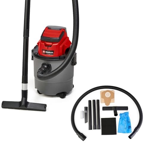 Image of Einhell TC-VC 18/15 Li-Solo Power X-Change Cordless Wet/Dry Vacuum Cleaner Lithium-Ion Plastic Container 15 L 4 Wheels Including Suction Hose Various Filters without Battery and Charger
