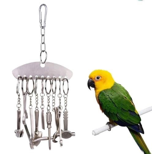 Image of ZYYRSS Stainless Steel Bird Bell Toy, Bird Cage Toys for Parrots Interactive Exploring Educational Game, Boredom Relief Bird Game For Small Cockatoos